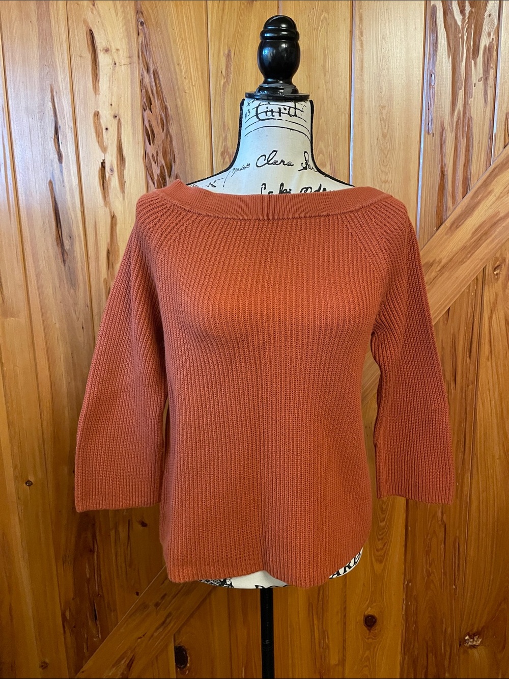 J Crew cotton Rust Rib-Knit Women's Sweater - Classic Boatneck